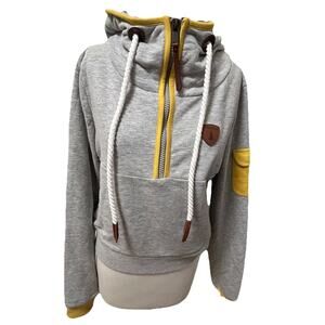 Wanakome Heather Gray Hoodie with Mustard Accents